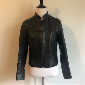 Black Horween Leather moto jacket size Small